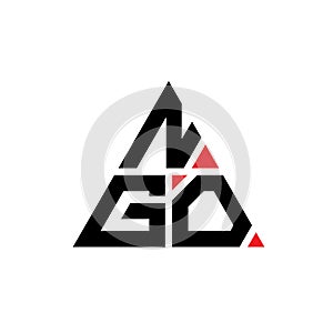 NGO triangle letter logo design with triangle shape. NGO triangle logo design monogram. NGO triangle vector logo template with red