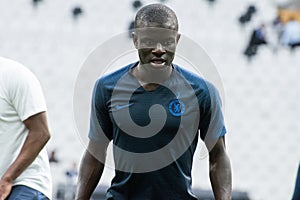 Ngolo Kante on pre match training of Super Cup Chelsea vs Liverpool