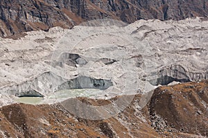 Ngozumpa glacier at Gokyo valley photo