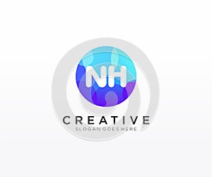 NH initial logo With Colorful Circle template vector