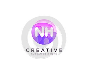 NH initial logo With Colorful Circle template vector