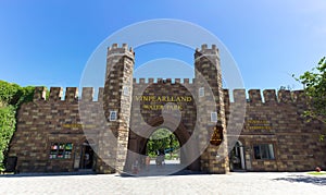 Nha Trang, Vietnam - July 31, 2016: Vinpearland water park gate in Vinpearl Land