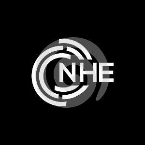NHE letter logo design. NHE monogram initials letter logo concept. NHE letter design in black background