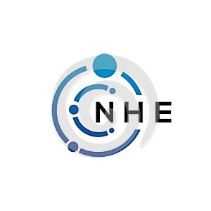 NHE letter technology logo design on white background. NHE creative initials letter IT logo concept. NHE letter design