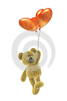 Nhi Bear with heartshaped balloon flying photo