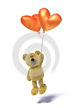 Nhi Bear with heartshaped balloon flying photo