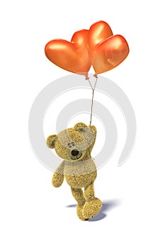 Nhi Bear with heartshaped balloon jumping photo
