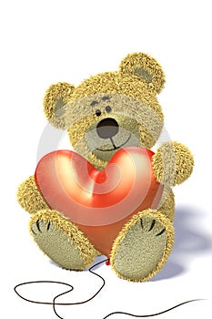 Nhi Bear sitting with heartshaped balloon photo