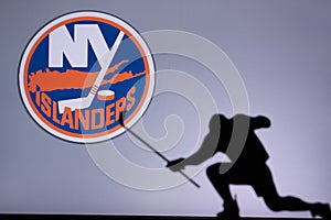 NHL Hockey Concept photo. silhouette of profesiional NHL hockey player