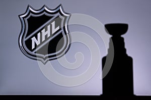 NHL Hockey Concept photo. silhouette of Stanley Cup