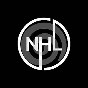NHL letter logo design on black background. NHL creative initials letter logo concept. NHL letter design photo