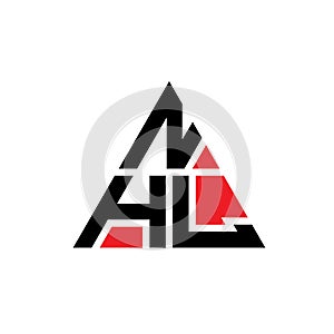 NHL triangle letter logo design with triangle shape. NHL triangle logo design monogram. NHL triangle vector logo template with red