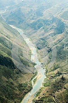 Nho Que river, at Ha Giang, mountain field in north Vietnam.