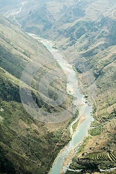 Nho Que river, at Ha Giang, mountain field in north Vietnam.