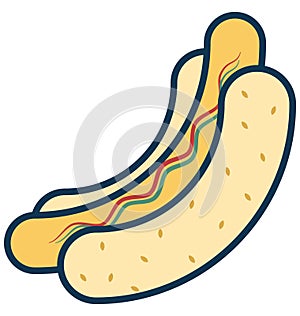 Hot Dog Line Vector Isolated Icon customized and editable