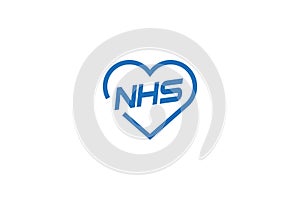 NHS logo design . letter NHS in the hearth shape logo design . vector illustration photo