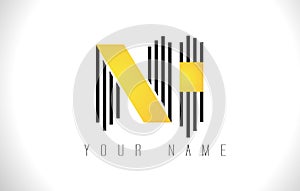 NI Black Lines Letter Logo. Creative Line Letters Vector Templat photo