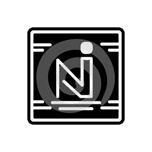 Black solid icon for Ni, metallic and alphabet