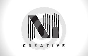 NI Logo Letter With Black Lines Design. Line Letter Vector Illus