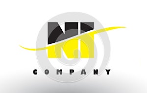 NI N I Black and Yellow Letter Logo with Swoosh. photo