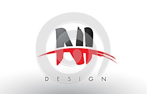 NI N I Brush Logo Letters with Red and Black Swoosh Brush Front photo