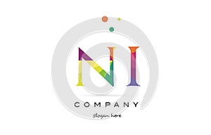 ni n i creative rainbow colors alphabet letter logo icon photo