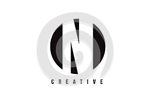 NI N I White Letter Logo Design with Circle Background. photo