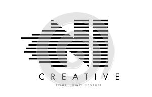 NI N I Zebra Letter Logo Design with Black and White Stripes photo