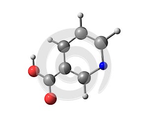 Niacin (B3) molecular structure on white background