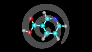 Niacin B3 molecule rotating video on black