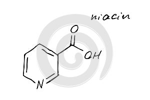 Niacin Chemistry Molecule Formula Hand Drawn Imitation