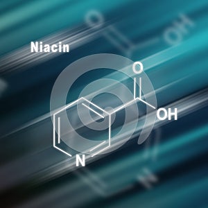 Niacin nicotinic acid molecule, vitamin B3 Structural chemical formula