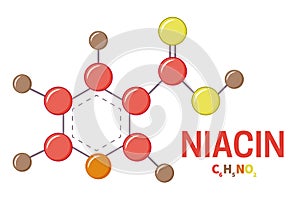 Niacin or Vitamin B3 Molecule Structure Illustration