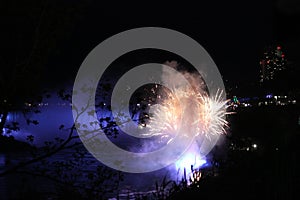 Fireworks in Niagara falls in night