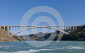 NIAGARA FALLS, CANADA - NOVEMBER 13th 2016: Rainbow bridge connecting USA and Canada