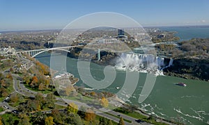 NIAGARA FALLS, CANADA - NOVEMBER 13th 2016: Rainbow bridge connecting USA and Canada