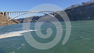 NIAGARA FALLS, CANADA - NOVEMBER 13th 2016: Rainbow bridge connecting USA and Canada