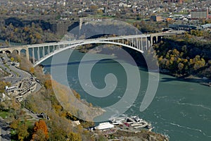 NIAGARA FALLS, CANADA - NOVEMBER 13th 2016: Rainbow bridge connecting USA and Canada