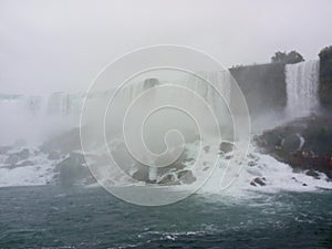Water gushes over Niagara Falls and mist shoots up - NEW YORK - USA