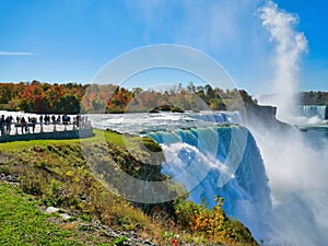 Niagara Falls from the edge of the American Falls in autumn