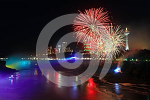 Niagara Falls and fireworks