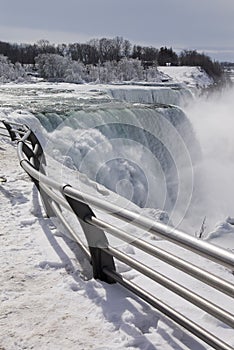 Niagara Falls footpath in winter time.