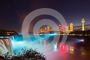 Niagara Falls light show at night, USA