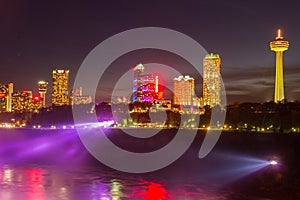 Niagara Falls light show at night, USA