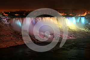 Niagara Falls at Night with Lights