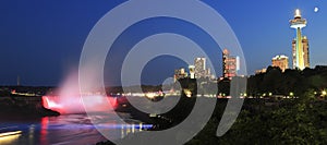 Niagara Falls skyline illuminated at night