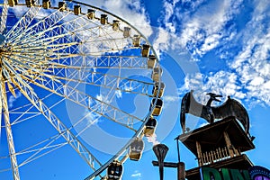 Niagara falls skywheel with beautiful blue sky and clouds