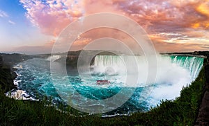 Niagara Falls at Sunset on a summer evening