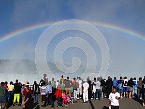 Niagara Falls Tourists under a Rainbow