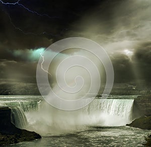 Niagara Falls under storm